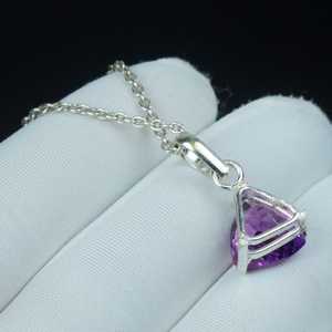 Collier pendentif triangle en argent sterling 925 bicolore avec tanzanite, pierre de naissance de décembre, cadeau de Noël - Product Image 5