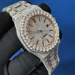 Montre BOJ A.P Premium VVS Diamants Luxe Verre Alliage Acier Inoxydable 20mm Entièrement Sertie Moissanite Double Mouvement 41 MM Hip Hop - Product Image 6