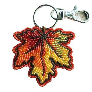 Colorful Bead Embroidery <b>Keychain</b> Durable <b>Leather</b> Strap with Intricate Embroidery Multi-Color Glass Keychains - Product Image 5