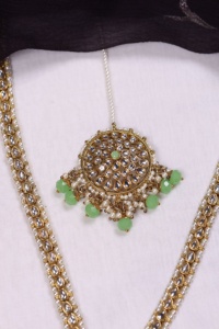 Parure de bijoux ethniques plaqués or en alliage avec collier, boucles d'oreilles et bague en zircon pour femme, cadeau vintage pour mariage ou anniversaire - Product Image 5
