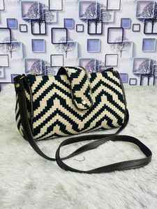 Conjunto de Bolsos de Mano con Cierre y Gran Capacidad con Diseño Geométrico a Rayas para Mujer, Bolso Tote + Bandolera + Cartera + Bolsa Pequeña (4 Piezas) - Product Image 3