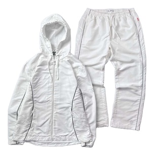 Conjunto Deportivo Vintage Blanco, Chaqueta con Capucha y Pantalones Deportivos, Estilo Anorak para Verano - Product Image 1