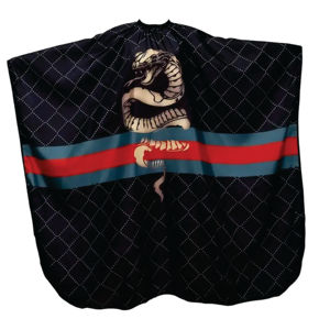 Capa de Peluquería Negra con Patrón de Serpiente, Poliéster Antiadherente al Cabello - Product Image 1