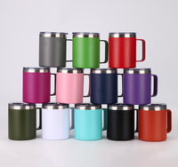 Gobelet isotherme en acier inoxydable OEM de 12 oz avec poignée, tasse à café à double paroi, tasse de voyage, vente en gros