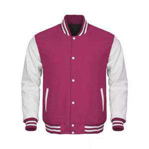 Chaqueta de Béisbol Varsity Personalizada de Alta Calidad para Hombre, Estilo Universitario con Mangas de Cuero Negro y Logotipo Frontal, Venta al Por Mayor - Product Image 2
