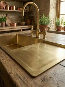 Évier de cuisine en laiton fait main, qualité supérieure, cuve profonde, finition élégante et durable, pour les acheteurs importateurs-exportateurs Alibaba mondiaux - Product Image 5