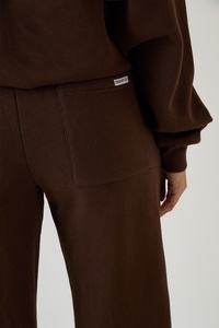 Pantalones de chándal de pierna ancha para mujer, color marrón chocolate oscuro, de cintura alta, ajuste holgado informal, pantalones de descanso, joggers de pierna recta, al por mayor - Product Image 4