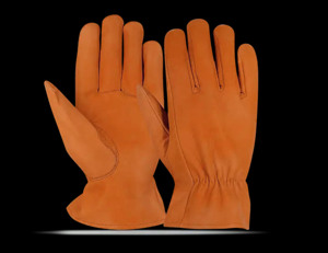 High Quality Yellow Cowhide Leather <b>Driver</b> Safety <b>Gloves</b> with Elastic Wrist for Construction and General Work <b>Gloves</b> - Product Image 2