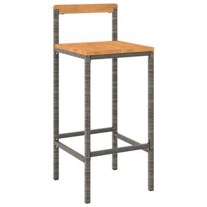 Ensemble de bar de jardin en bois d'acacia massif avec rotin PE gris et acier thermolaqué, mobilier de bar durable et élégant - Product Image 4
