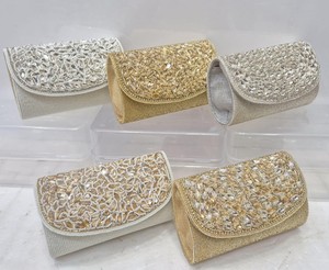 Beaded Suede Evening <b>Clutch</b> Bag with Pearl Embroidery Sparkling Crystals for Women Shoulder Strap <b>Wedding</b> Bridal Party Purse - Product Image 5