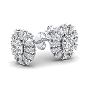 REYES Wholesale Price 925 Sterling <b>Silver</b> Wedding Gift Jewelry Oval Cut 1.75 Carat Moissanite <b>Stud</b> Halo Earrings For Women - Product Image 1