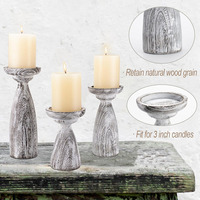 Lot de 3 bougeoirs pilier en bois de manguier fabriqués par un fabricant personnalisé direct Offre Spéciale pour une décoration intérieure sophistiquée et tendance