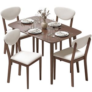 "Mid Century Modern 5-Piece Cream <b>White</b> <b>Dining</b> <b>Table</b> Set for 4 Luxury & Durable" - Product Image 1