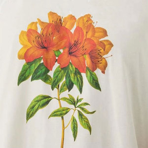 <b>Men's</b> Cream Oversized Cotton Jersey <b>T</b>-<b>Shirt</b> O-Neck Short Sleeve <b>Floral</b> Print Casual Style Breathable Fit - Product Image 4