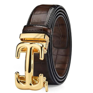 Cinturón de Cuero de Cocodrilo Genuino Personalizado de Primera Calidad para Hombre, Hebilla Automática de Acero de Lujo, Resistente y Duradero, Cinturón Casual de Vestir - Product Image 1