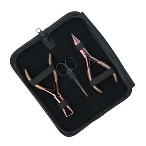 Kit d'accessoires pour extensions capillaires de salon : Pince à micro-anneaux, Pince à sertir plate, Crochet à cheveux, Ciseaux à boucles, Pinces de sectionnement - Product Image 1