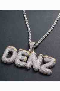 Collar de Lujo con Colgante de Letra DENZ con Incrustaciones de Moissanita para Hombre, Oro 10K 14K, Plata, Estilo Hip Hop, Joyería de Moda, Regalo para Él - Product Image 4