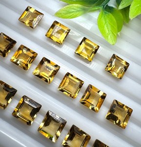 Citrine dorée naturelle taille princesse, pierres précieuses multi-tailles pour la fabrication de bijoux en cristal - Product Image 2
