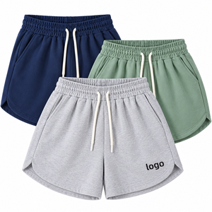 Women's Solid Color Knitted Shorts <b>With</b> Drawstring <b>Waist</b> And Pockets Casual Style Mid <b>Waist</b> Regular Fit Gray Green Navy - Product Image 1