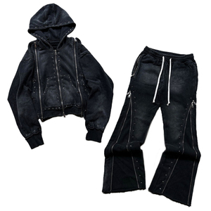 Ensemble de survêtement pour homme orné de strass, comprenant un sweat à capuche et un pantalon de jogging, idéal pour le sport, le streetwear décontracté et l'entraînement - Product Image 2