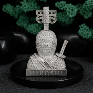สร้อยคอจี้นินจา Hiroshi 575 ประดับเพชรโมอิสซาไนต์ทรงบริลเลียนท์ เงินแท้ 925 สไตล์ฮิปฮอป ของขวัญสำหรับผู้ชาย งานฝังเพชรแบบไมโคร - Product Image 5