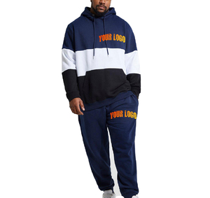 Men's Winter Streetwear Color Blocking Fleece Breathable Oversized Hoodie & Cotton Jogging <b>Sweatpants</b> <b>Set</b> 400 GSM Heavyweight - Product Image 5