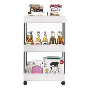 Carrello portaoggetti multifunzionale a 3 strati in acciaio inossidabile e plastica, mobiletto per cucina/bagno/lavanderia per spazi stretti - Product Image 4