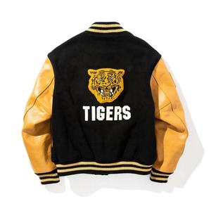 Chaquetas universitarias de béisbol con mangas de cuero para hombre de alta calidad del fabricante OEM 2025, superventas, colección de invierno sin cuello - Product Image 2