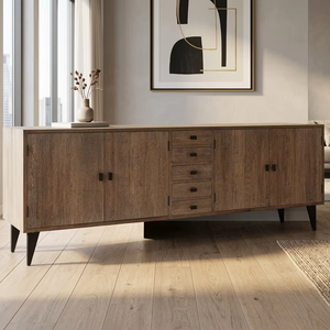 Cómoda Moderna Asuro de Madera Maciza de Teca, Diseño Escandinavo, 9 Cajones, Acabado Natural Ecológico, Calidad Comercial para Dormitorio - Product Image 1