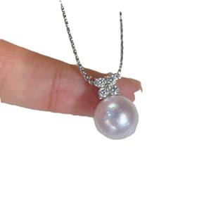 Zhuji Natural Freshwater Pearl Necklace 11-12mm Near Strong <b>Light</b> <b>Edison</b> Clover Pendant Clavicle Chain Fine Pendant Necklaces - Product Image 5
