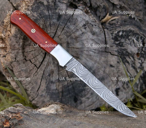 Couteau de chef à lame pleine de 12 pouces en acier Damas forgé à la main de haute qualité, ultra-affûté, avec manche en bois naturel de Padauk rouge, OEM - Product Image 4
