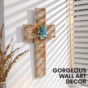 Cruz de Pared Religiosa de Madera Pulida de Primera Calidad para Iglesia, Hogar, Sala de Oración y Regalo - Product Image 1