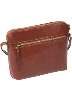 Sac bandoulière en cuir marron pour femme, sac de poitrine tendance personnalisé avec sangle réglable, poche avant zippée, style minimaliste - Product Image 5
