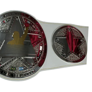 Cinturón de Campeón Mundial de Boxeo con Correa Blanca y Diseño de Estrella Plateada y Roja, Calidad Premium - Product Image 4