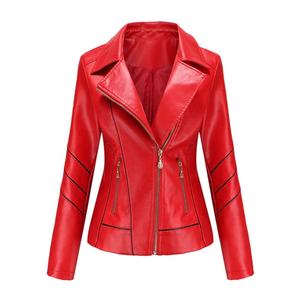 Veste décontractée pour femmes grandes tailles en cuir, col montant, fermeture éclair, couleur unie, tendance, cloutée, automne-hiver, pour l'extérieur - Product Image 1