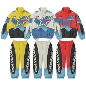 Conjunto Deportivo Urbano Premium para Hombre, Diseño Gráfico de Estrellas, Estilo Oversize, Dos Piezas, Corte y Confección Personalizados - Product Image 1