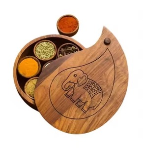 Caja de Especias de Madera Hecha a Mano, Organizador de Almacenamiento de Masala de Alta Calidad, Contenedor de Cocina Moderno con Diseño de Múltiples Compartimentos - Product Image 3