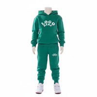 Ensembles de vêtements à capuche unisexes pour enfants 2026, décontractés, respirants, vert délavé, grandes tailles 0-16, 100 % coton, couleur unie
