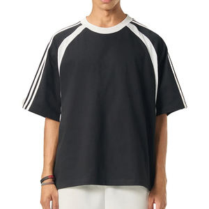 Camiseta Oversize de Algodón 100% de 260 GSM con Paneles de Malla en Contraste y Diseño Boxy, Estilo Urbano - Product Image 1