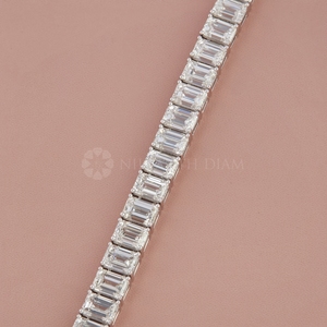 Pulseras de tenis de oro macizo de 10K, 14K, 18K con diamantes de corte esmeralda y diamantes creados en laboratorio, diseño de moda, a la venta para exportación - Product Image 3