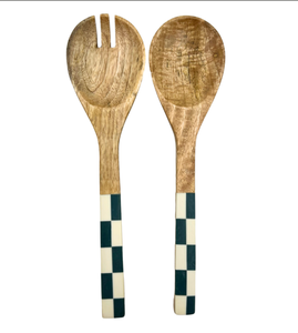 Juego de servidores de ensalada de madera de mango a precio asequible con mango esmaltado, juego de cucharas para ensalada para la mesa del comedor en el hogar o hotel. - Product Image 6