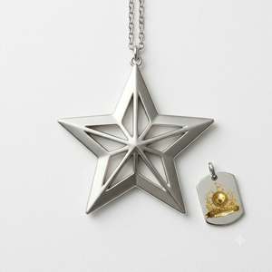 Pendentif étoile en métal argenté ajouré, géométrique à 5 branches, ornement de Noël, étiquette artisanale personnalisée à suspendre pour arbre, vente en gros - Product Image 1