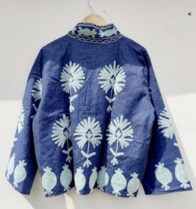 Embroidery Floral Suzani Cotton <b>Jacket</b> Bohemian Style Winter Autumn Coat Street Wear Bomber Boho <b>Reversible</b> <b>Jacket</b> - Product Image 2