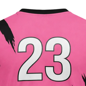 Camiseta de Fútbol con Rayas de Tigre Rosa y Negro, Cuello en V, Manga Corta, Unisex, Secado Rápido, 100% Poliéster, Impresión Sublimada, Talla Adulto - Product Image 6