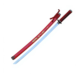 Katana Red Dragon avec fourreau, lame en plastique à bord plat, réplique décorative à vendre à bas prix - Product Image 1