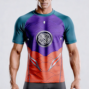 Camiseta de compresión King Of The Rings Boxing para hombre, roja, negra y dorada, con estampado por sublimación, de secado rápido, manga corta, para adulto. - Product Image 4