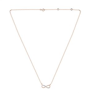 Collier pendentif élégant en or rose 14 carats vermeil, motif infini, avec accent en diamant glacé en argent sterling S925, certifié IGI, de luxe - Product Image 4