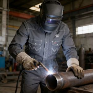 เสื้อกันไฟ CAT 2 FR แบบติดกระดุม ป้องกันไฟลุกลาม กันน้ำ แห้งเร็ว เสื้อเชื่อมโลหะ ทนทาน ใช้ได้ทั้งชายและหญิง ผ้าฝ้าย - Product Image 4