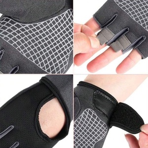 <b>Half</b> Finger Fitness Gloves Black Non <b>Slip</b> Grip Gym Weight Lifting Spandex Unisex - Product Image 6