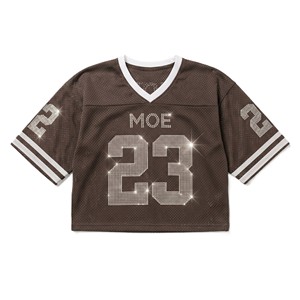 Women's <b>Cropped</b> <b>Rhinestone</b> Y2K Mesh <b>Top</b> American Football Jersey Oversized Streetwear Custom Logo Soccer Shirt OEM ODM Supplier - Product Image 3
